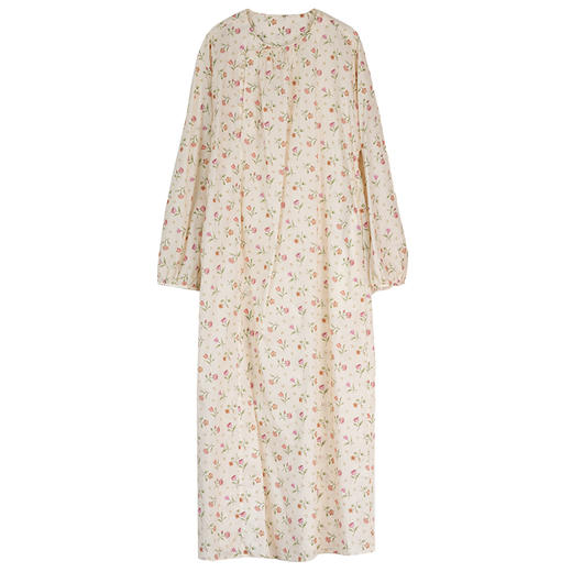 牧衣游原创80支精细长绒棉印花连衣裙宽松圆领文艺碎花裙 一杯雾 商品图4