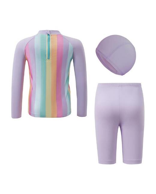 【春上新】8楼爱慕儿童Aimer Kids女孩3件装-缤纷彩虹长袖五分裤分身泳衣套装AK167H313，吊牌价660元 商品图6