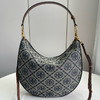 TORY BURCH T Monogram 老花满印可拆卸肩带编织 提花皮革饰边 新月包单肩斜挎手提包 迷你 女款 海军蓝（CB） 商品缩略图0