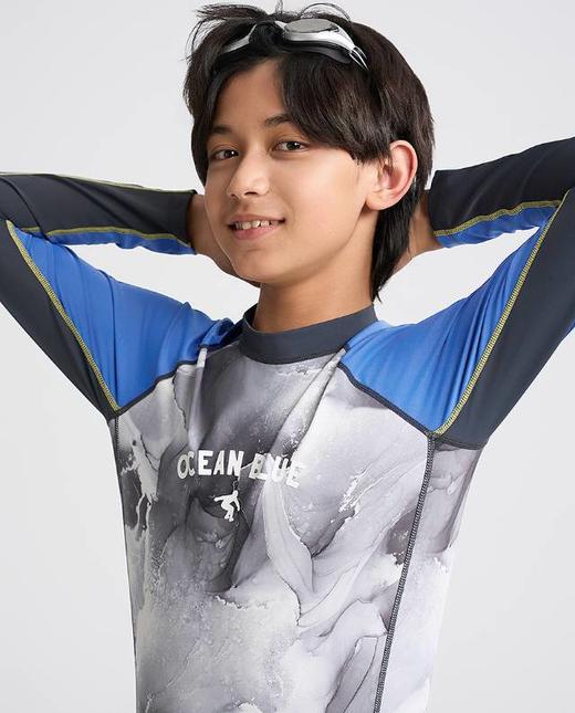 【春上新】8楼爱慕儿童Aimer Kids男孩2件装-墨韵海风长袖五分裤连体泳衣AK267H251，吊牌价660元 商品图3