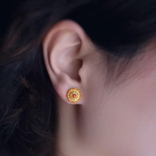 龢盒原创 太阳花彩宝耳钉 商品图3