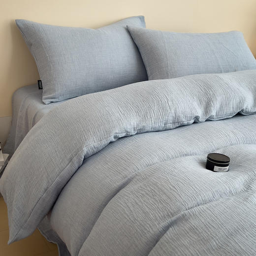 【出生婴幼儿可用】全棉色织提花有氧纱四件套 超柔软糯双层纱透气亲肤套件 商品图12