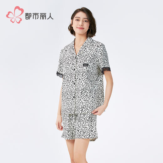 都市丽人女士棉质短袖套装薄32支纯棉单面舒适外出短袖类LHH1C6 商品图2