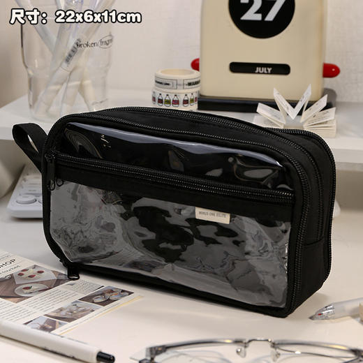 【开学季！透明大容量笔袋】韩国女ins风高颜值diy文具盒小学生铅笔盒男，可180°展开平摊 大开口拿取便捷。ry 商品图6