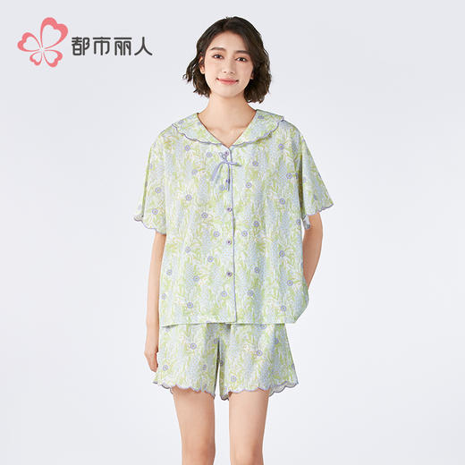 都市丽人女士梭织棉短袖套装薄梭织人棉亲情蜜语短袖类LHH9B7 商品图1