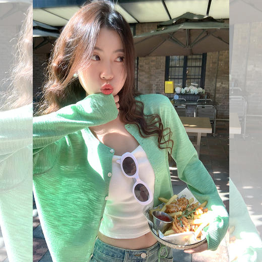 <曾小咸推荐>百搭3色系扣下摆抽绳防晒开衫 商品图0