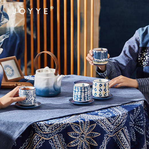 JOYYE 染韵生花大花瓶 手绘陶瓷花瓶摆件客厅插花高级感手捏艺术大花瓶装饰布艺花 商品图2