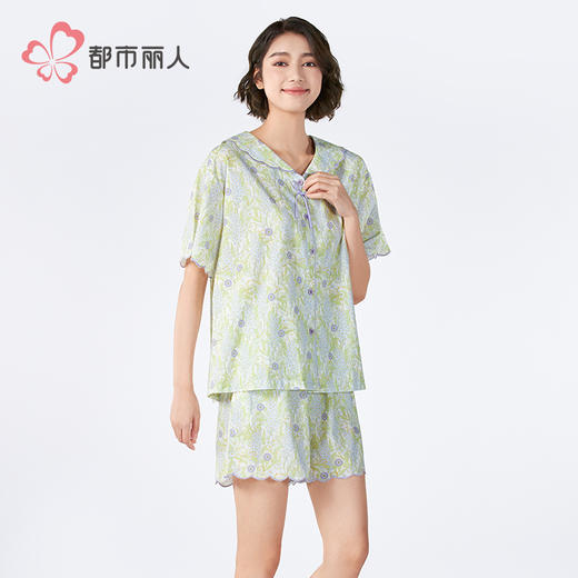 都市丽人女士梭织棉短袖套装薄梭织人棉亲情蜜语短袖类LHH9B7 商品图2