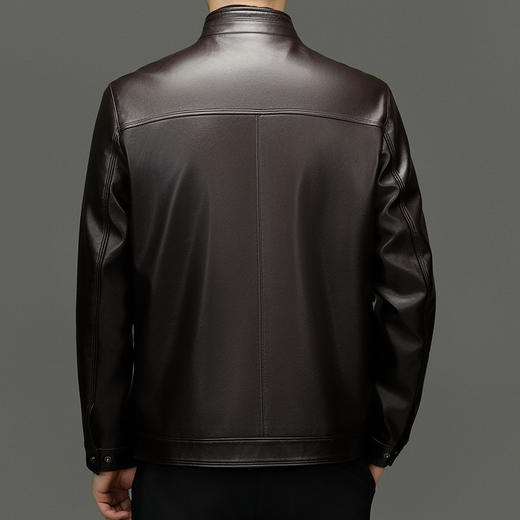 红览 皮衣男中年秋冬短款皮夹克男士商务休闲加绒加大码皮皮衣外套5ZF-2952 商品图5