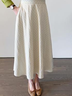 满满元气 休闲细腻牛仔棉感百搭时髦斯代 天丝锦棉半身裙 黑白波点