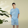 桑罗睡衣素绉缎反做圆领新款男睡衣短款男士套装可外穿 商品缩略图1