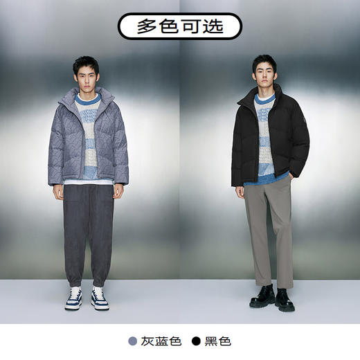 GXG男装 潮流暗纹压印羽绒服男短款宽松面包服保暖外套 冬季热卖羽绒服 商品图3