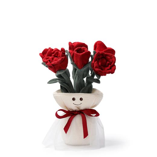 McHugs 浪漫玫瑰花手捧花瓶 植物盆栽玩偶娃娃香薰毛绒玩具情人节礼物 商品图0