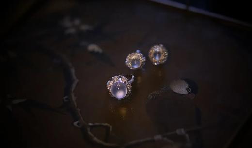 山中高士晶莹雪 | 白蛋白钻戒指耳环套装 商品图1