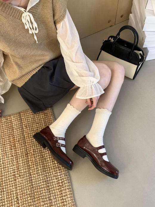 【GZ】无忧购韩版复古布洛克浅口玛丽珍小皮鞋X968-8（截单后7天发货) 商品图11