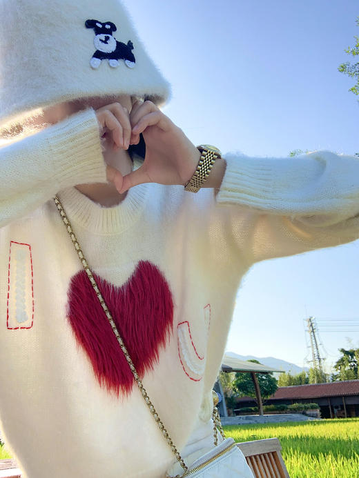 <曾小咸推荐>撞色爱心套头毛衣 日常179.99/件 立减90 秒杀89.99/件！！ 商品图11