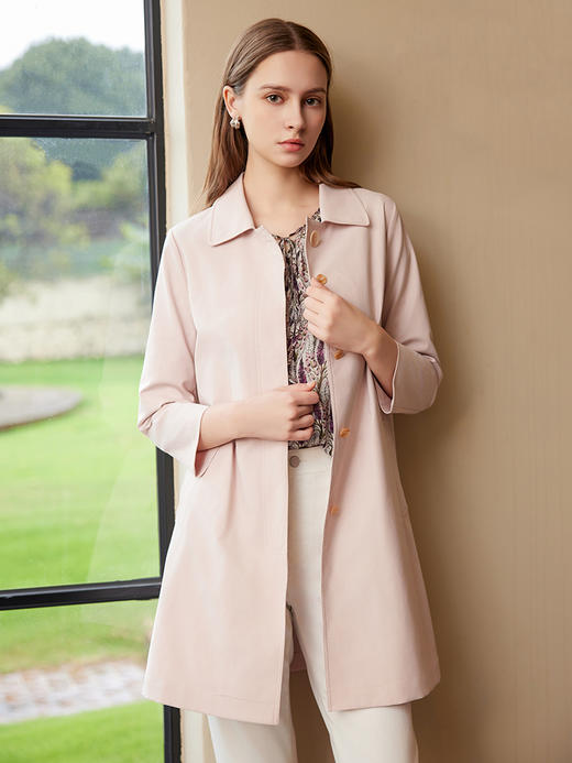 【中长款单排扣风衣】25年春夏新品女士时尚通勤单排扣外套 商品图0