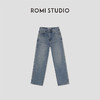 ROMI STUDIO时尚百搭高腰复古直筒休闲蓝色牛仔裤K2486 商品缩略图0