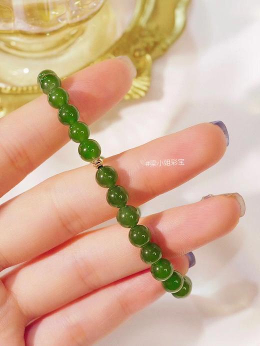 俄罗斯进口老矿碧玉18k金爆闪金珠手串（3-5天左右） 商品图7