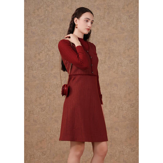 乔万尼连衣裙长袖修身小香风优雅时尚假两件连衣裙ET1E502 商品图3