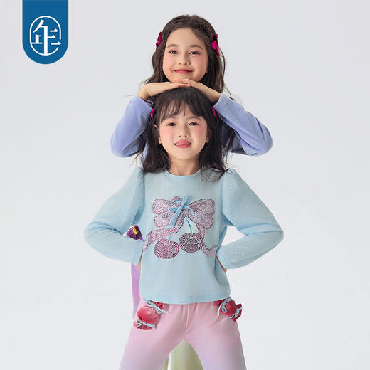 年衣童装2025春新款儿童甜美泡泡袖T恤百搭上衣优格跳跳糖上衣 商品图3