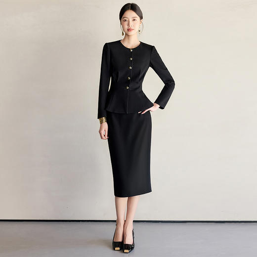 IWY/气质黑色小香风西装套裙女2025春季新款酒店物业接待通勤工作服24CS658 商品图1