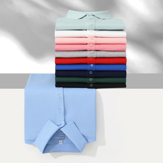 【冰氨超爽】40支天然凉感遮热防螨珠地纯色二级无缝翻领上衣（210克）  ZT-77001# 商品图2