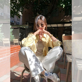 <曾小咸推荐>日杂风复古宽松黄色短款衬衫