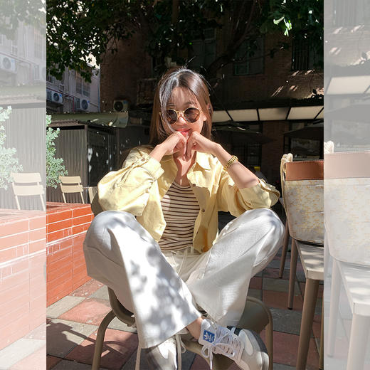 <曾小咸推荐>日杂风复古宽松黄色短款衬衫 商品图0