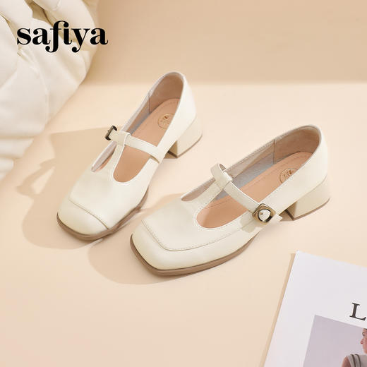 预售10天发|Safiya/索菲娅2025法式温柔风浅口方头百搭玛丽珍单鞋 SFD1111404 商品图5