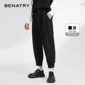 贝纳川半松紧腰装饰抽带男士休闲长裤ECK332011