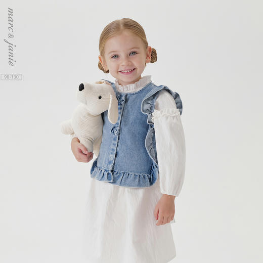马克珍妮女童甜美花边牛仔小马甲 宝宝夹克2025年春装新款250198 商品图0
