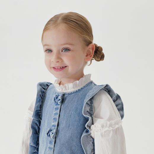 马克珍妮女童甜美花边牛仔小马甲 宝宝夹克2025年春装新款250198 商品图2