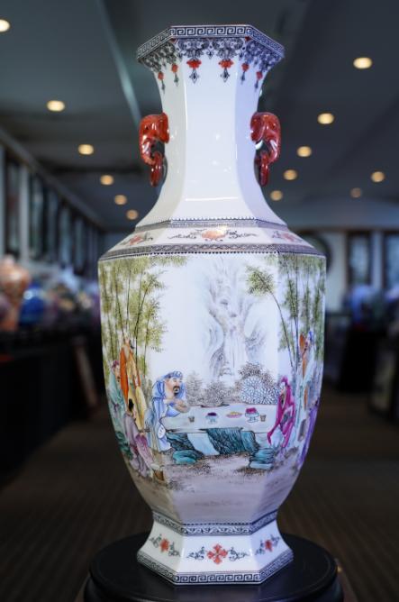 釉上粉彩竹林七贤六方镶器 商品图0