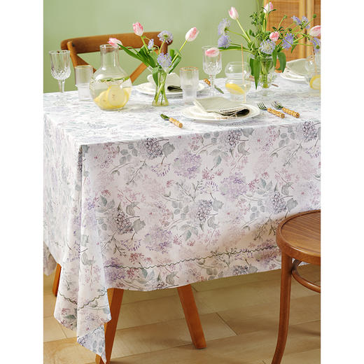 水彩花卉系列亚麻桌布方桌布餐桌台布餐厅轻奢高级感长方形复古氛围感定制 商品图1