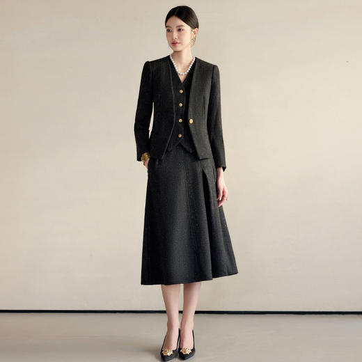 IWY/正式场合职业套裙女2025新款春季羊毛西装马甲三件套工作服24CMS667 商品图1