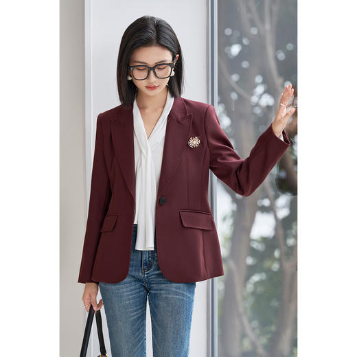 【一粒扣羊毛西装】2026春季时尚通勤干练安哥拉红西服外套5097 商品图1
