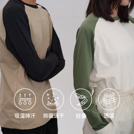 [男女同款 情侣衫] UPF50+防晒户外插肩袖打底衫 轻量速干长袖T恤 商品图0