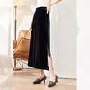 AS 0391真丝丝绒半身裙韩版气质A字裙高腰显瘦开叉裙 商品缩略图2
