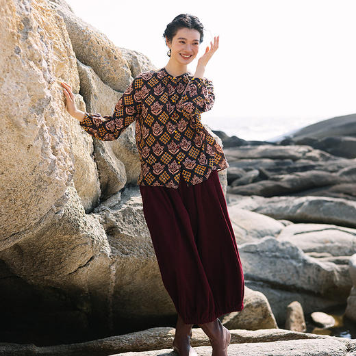 绽放旅行女装036朵/高支棉印花开门襟防晒轻盈复古长袖小花衬衫 商品图2