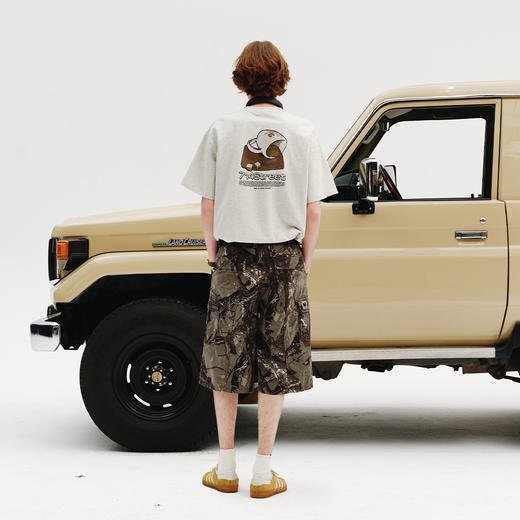 714street夏季新款美式复古重磅300g咖啡杯印花宽松情侣短袖T恤男 商品图3