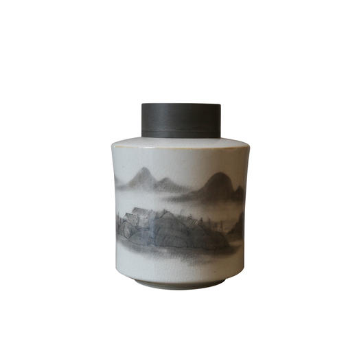 茶香记 弥云仿古釉墨彩开片山水直身筒茶叶罐景德镇陶瓷存茶罐 商品图4