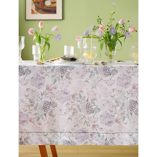 水彩花卉系列亚麻桌布方桌布餐桌台布餐厅轻奢高级感长方形复古氛围感定制 商品图4