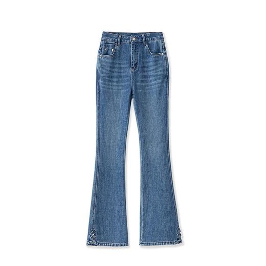 【高货wl】全新升级【铂金会员220/天猫289/差价69】(01126) 洛诗琳超软水洗时尚玫瑰绣花微喇牛仔裤休闲高腰女长裤 商品图4