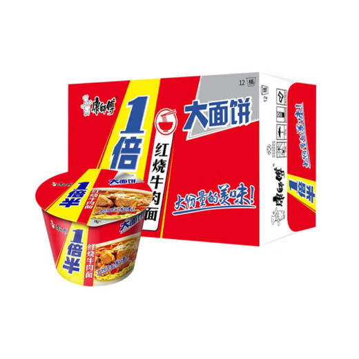 康师傅劲爽1倍半红烧牛肉面136g*12桶 商品图0