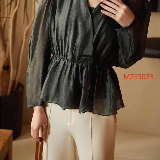 顺丰包邮洛诗琳34311春夏新款V领设计感荷叶边仙气衬衫53023 商品图4