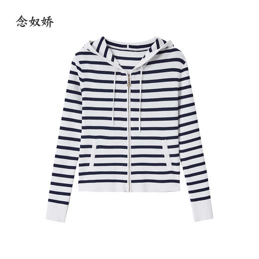 【商场同款】CNR5295 “通勤海魂衫” 蓝白条纹连帽开衫外套 商品图8
