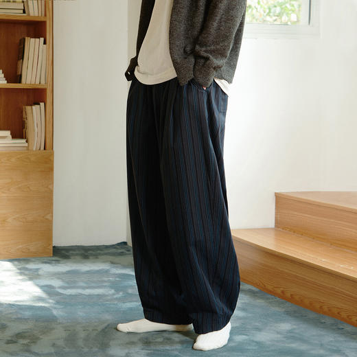 714street轻薄条纹质感休闲裤男2025春季新款全棉舒适宽松直筒裤 商品图0