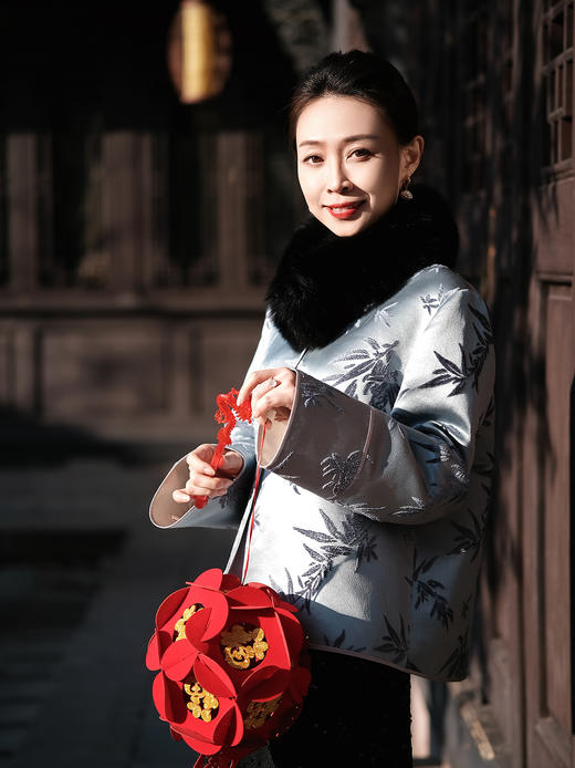 盛唐牡丹| 竹叶纹漳缎对襟外套 商品图1