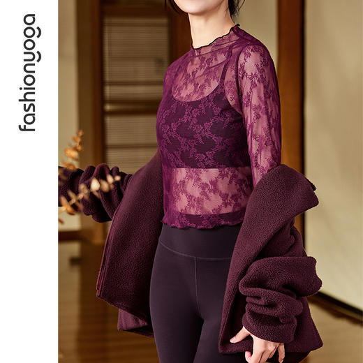 F09309蕾丝瑜伽外搭长袖T恤春夏款（不含胸垫） 商品图6